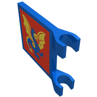 Деталь LEGO Flag 2 x 2 Square [Thin Clips] with Red Square and Yellow / Blue Dragon Print, Голубой