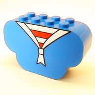 Деталь LEGO Brick Modified 2 x 6 x 3 Triple Curved With Sailer Jacket And Red Stripes Print, Голубой