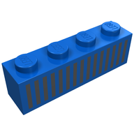 Деталь LEGO Brick 1 x 4 with Black 15 Bars Grill Print, Голубой