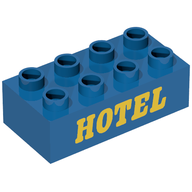 Деталь LEGO Duplo, Brick 2 x 4 with 'HOTEL' Text Print, Голубой