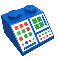 Деталь LEGO Slope 45° 2 x 2 with Computer Panel Print, Голубой