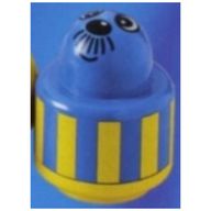 Деталь LEGO Primo Brick 1 x 1 with Round Rattle and Face, Yellow Stripes Print, Голубой