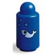 Деталь LEGO Primo Brick Round 1 x 1 x 2 with Shaker Top, Fish and Bubbles Print, Голубой