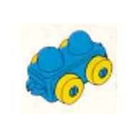 Деталь LEGO Primo Wheel Base 1 x 2 with Hitches and Yellow Wheels, Голубой