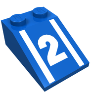 Деталь LEGO Slope 33° 3 x 2 with Number 2 Print, Голубой