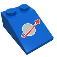 Деталь LEGO Slope 33° 3 x 2 with Classic Space Logo Print, Голубой