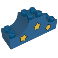 Деталь LEGO Duplo, Brick 2 x 6 x 2 Curved Ends with Three Yellow Stars Print, Голубой