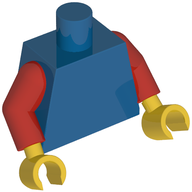 Деталь LEGO Torso, Red Arms, Yellow Hands [Plain], Голубой