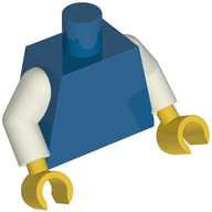 Деталь LEGO Torso, White Arms, Yellow Hands [Plain], Голубой