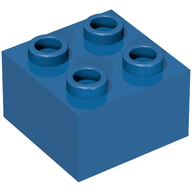 Деталь LEGO Minitalia Brick 2 x 2 with Bottom X Support, Голубой