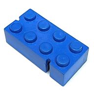 Brick 2 x 4 without Bottom Tubes, Slotted (with 2 slots, opposite corner right)