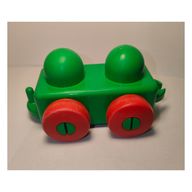 Деталь LEGO Primo Wheel Base 1 x 2 with Hitches and Red Wheels, Ярко-зеленый