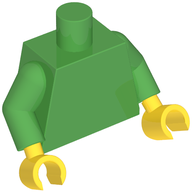 Деталь LEGO Torso, Bright Green Arms, Yellow Hands [Plain], Ярко-зеленый