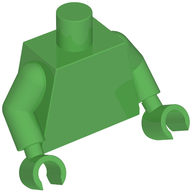 Деталь LEGO Torso, Bright Green Arms and Hands [Plain], Ярко-зеленый