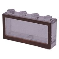 Деталь LEGO Modulex Window 1 x 4 x 2 with Brown Border Print, Modulex прозрачный