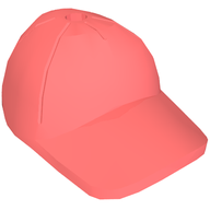 Деталь LEGO Minifig Cap - Short Curved Bill with Seams and Hole on Top, Коралловый