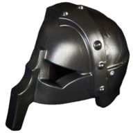 Деталь LEGO Helmet Orc with Straight Nose Protector (Sam), Жемчужный титановый