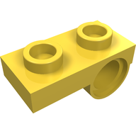 Деталь LEGO Пластина специальная 1 x 2, с отверстием под штифт, Желтый