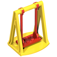 Деталь LEGO Fabuland Swing Base with Red Seat (Complete Assembly), Желтый