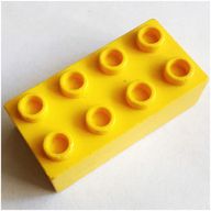 Деталь LEGO Minitalia Brick 2 x 4 with Bottom Tubes, Желтый