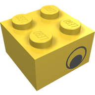 Деталь LEGO Brick 2 x 2 with Eye [No Pupils] Print on Two Sides, Offset, Желтый