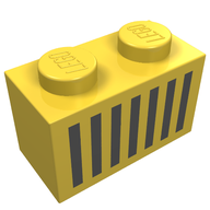 Деталь LEGO Brick 1 x 2 with Black Grill Print, Желтый