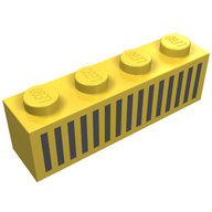 Деталь LEGO Brick 1 x 4 with Black 15 Bars Grill Print, Желтый
