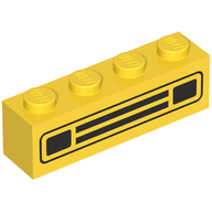 Деталь LEGO Brick 1 x 4 with Black Car Grill Print [Embossed], Желтый