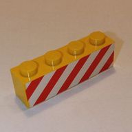 Деталь LEGO Brick 1 x 4 with Red Danger Stripes on White Background Print, Желтый