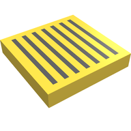 Деталь LEGO Tile 2 x 2 with Grill Black Print, Желтый