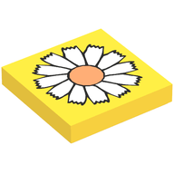 Деталь LEGO Tile 2 x 2 with Groove and Flower Print, Желтый