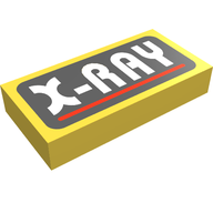 Деталь LEGO Tile 1 x 2 with Groove and 'X-RAY' Print, Желтый
