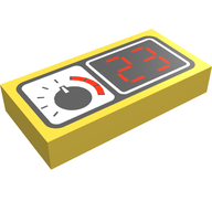 Деталь LEGO Tile 1 x 2 with Gauge and "23" Print, Желтый