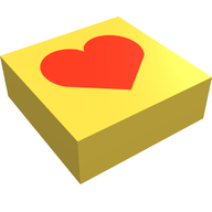 Деталь LEGO Tile 1 x 1 with Red Heart Print Scala Jewelry, Желтый