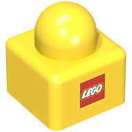 Деталь LEGO Primo Brick 1 x 1 with Lego Logo Print, Желтый