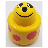 Деталь LEGO Primo Brick 1 x 1 with Round Rattle and Smiling Face, Red Spots Print, Желтый