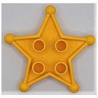 Деталь LEGO Duplo Sheriff Star with 2 x 2 Studs on Front, and Clip on Back (For Humans), Желтый