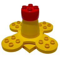 Деталь LEGO Duplo Merry-Go-Round with Red Cap and Four Seats, and 4 x 4 Base, Желтый