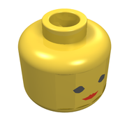 Деталь LEGO Minifig Head, Standard with Red Lips, Eyelashes Print [Blocked Open Stud], Желтый