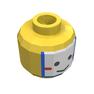 Деталь LEGO Minifig Head Islander King Kahuka, Face Paint with White and Blue War Paint Print [Blocked Open Stud], Желтый