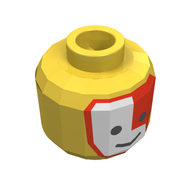 Деталь LEGO Minifig Head Islander, Face Paint with Red and White War Paint Print [Blocked Open Stud], Желтый