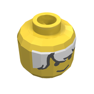 Деталь LEGO Minifig Head Cowboy / Explorer / Extreme Team, Male White Bangs Messy Hair Print [Blocked Open Stud], Желтый