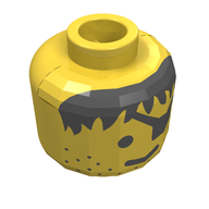 Деталь LEGO Minifig Head Pirate / Wolfpack, Eyepatch, Stubble, Black Hair Print [Blocked Open Stud], Желтый