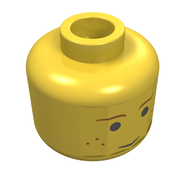 Деталь LEGO Minifig Head Anakin Skywalker / Soccer Player, Freckles and Thin Brown Eyebrows Print [Blocked Open Stud], Желтый
