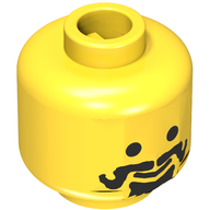 Деталь LEGO Minifig Head Cavalry / King / Forestman, Moustache Curly, Spiky Beard under Mouth Print [Blocked Open Stud], Желтый