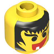 Деталь LEGO Minifig Head Witch, Hair Framed Face, Eyebrows and 1 Tooth in Mouth Print [Blocked Open Stud], Желтый
