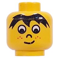 Деталь LEGO Minifig Head Time Cruisers Timmy / Soccer Player, Bangs and Freckles Print [Blocked Open Stud], Желтый