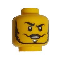 Деталь LEGO Minifig Head Gravis, Thin Beard, Mustache, Raised Eyebrow, Closed Eyes / Open Eyes print, Желтый