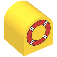 Деталь LEGO Duplo Brick 2 x 2 x 2 Curved Top with Life Preserver Print, Желтый