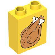 Деталь LEGO Duplo, Brick 1 x 2 x 2 with Roast Turkey Print, Желтый